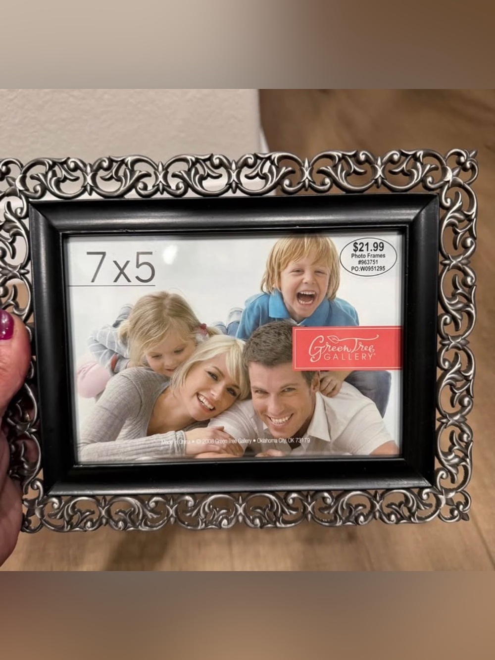 Green Tree Gallery Metallic Silver Tabletop Photo Frame 7x5 Standing Ornate